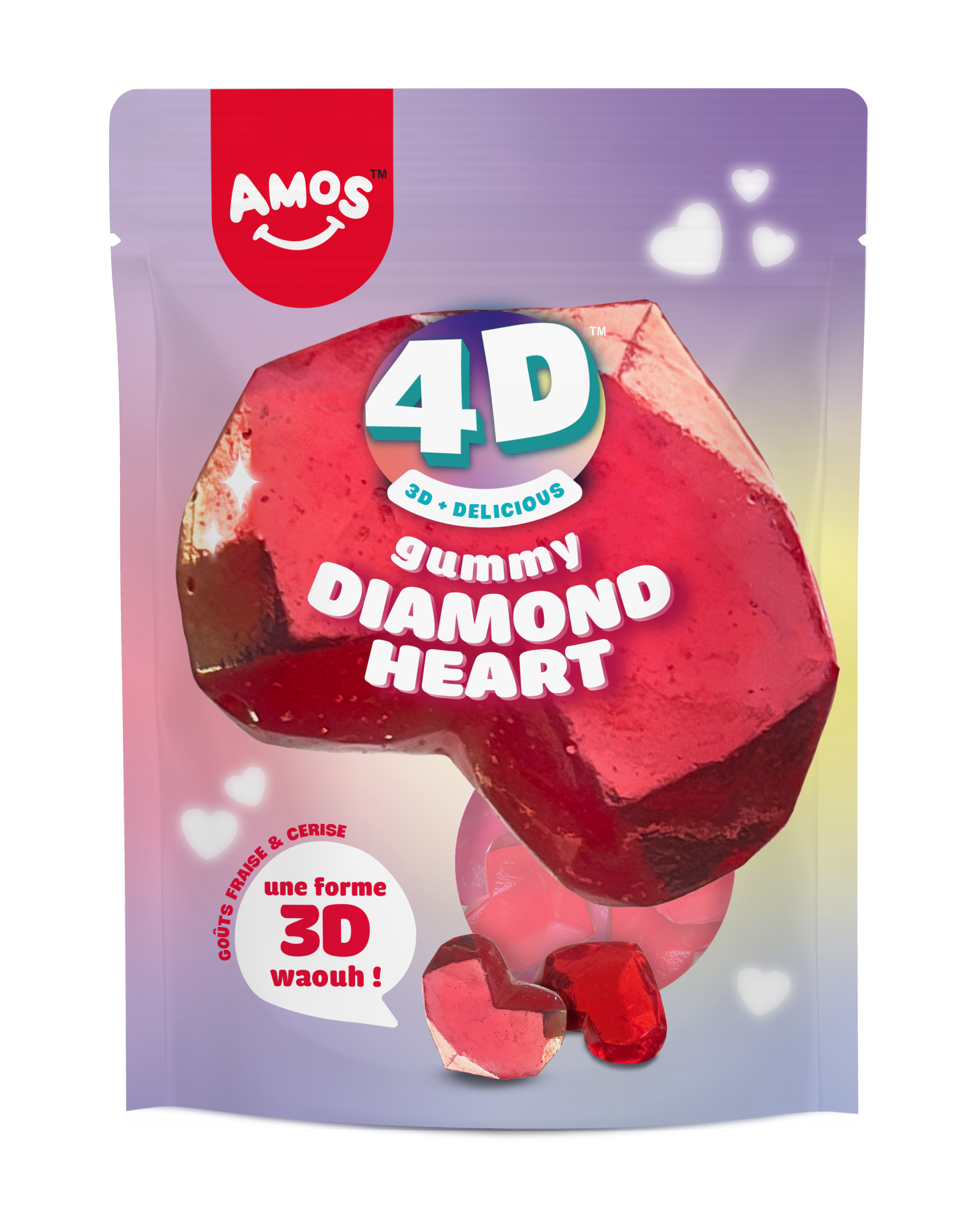 Amos 4D Creative Diamond Heart - bonbons gélifiés doux - 120g