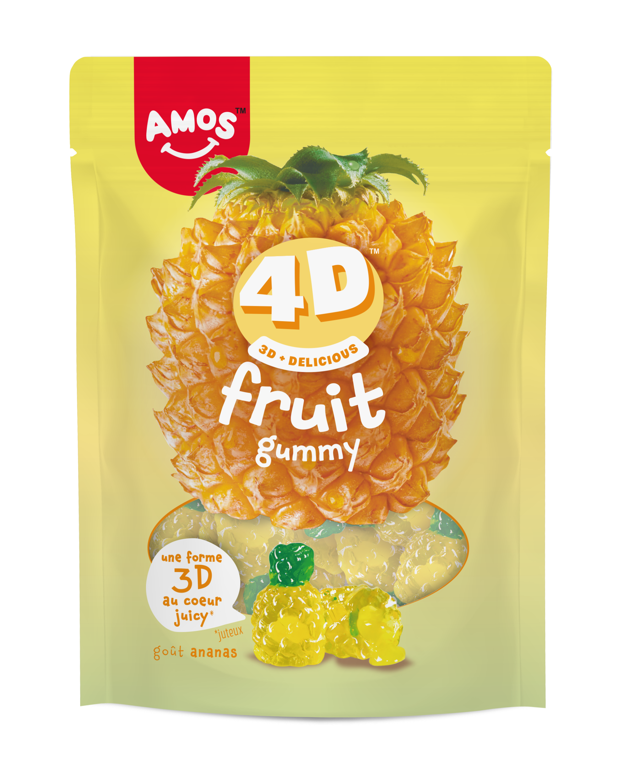 Amos 4D Fruit Ananas - bonbons gélifiés doux - 120g