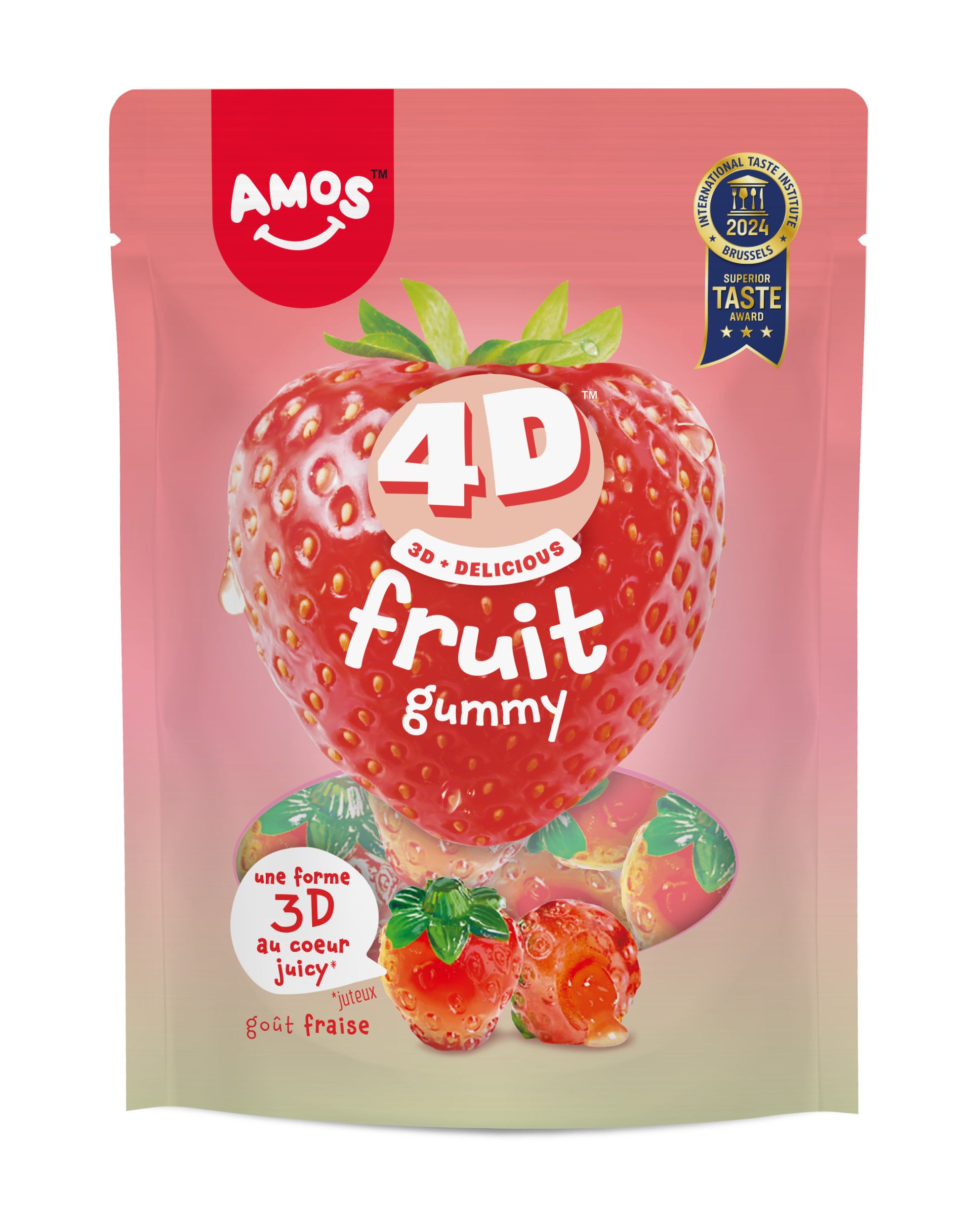 Amos 4D Fruit Fraise - bonbons gélifiés doux - 120g