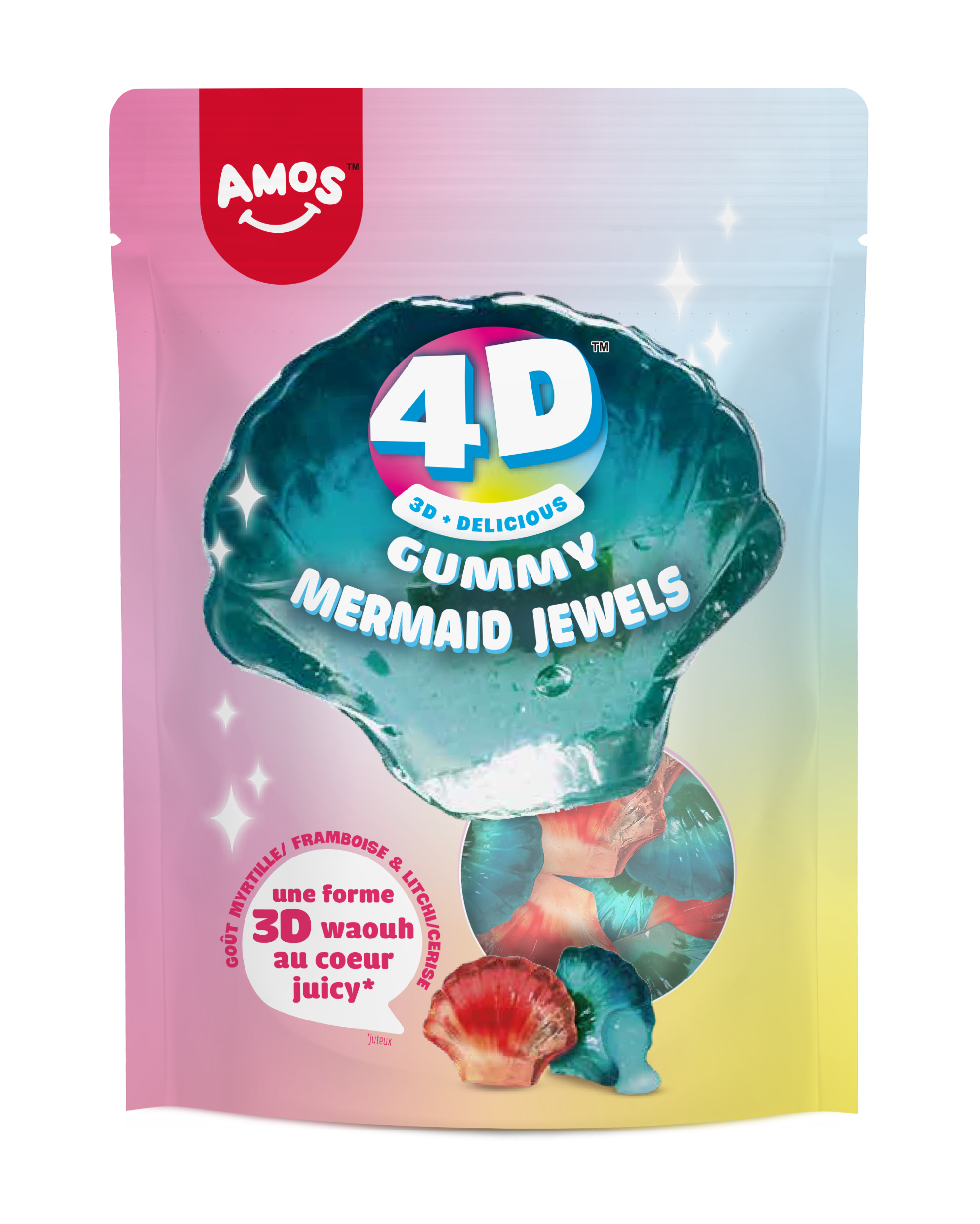 Amos 4D Creative Mermaid Jewels - bonbons gélifiés doux - 120g